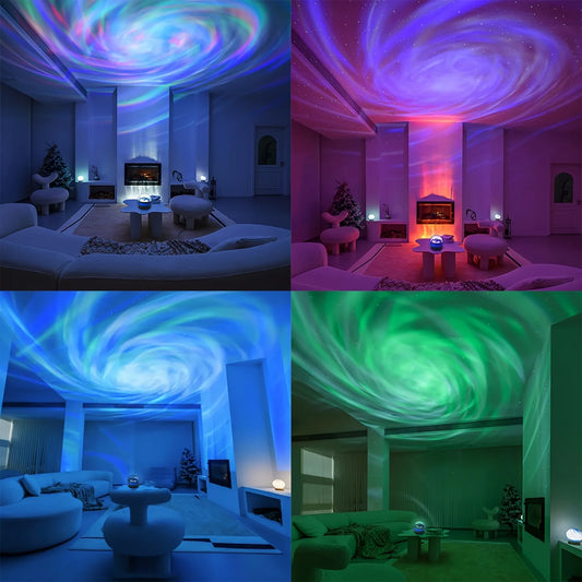 Sky Galaxy Lamp Projector LED Night Light Remote Control Sound Active 5V USB Charging 7 Modes for Kids Room Party Decor