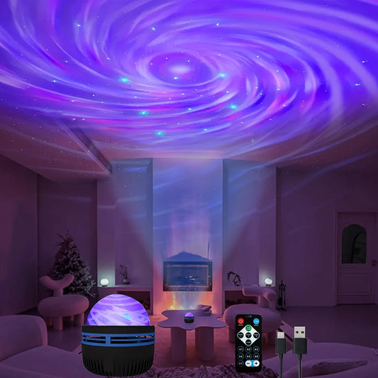 Sky Galaxy Lamp Projector LED Night Light Remote Control Sound Active 5V USB Charging 7 Modes for Kids Room Party Decor